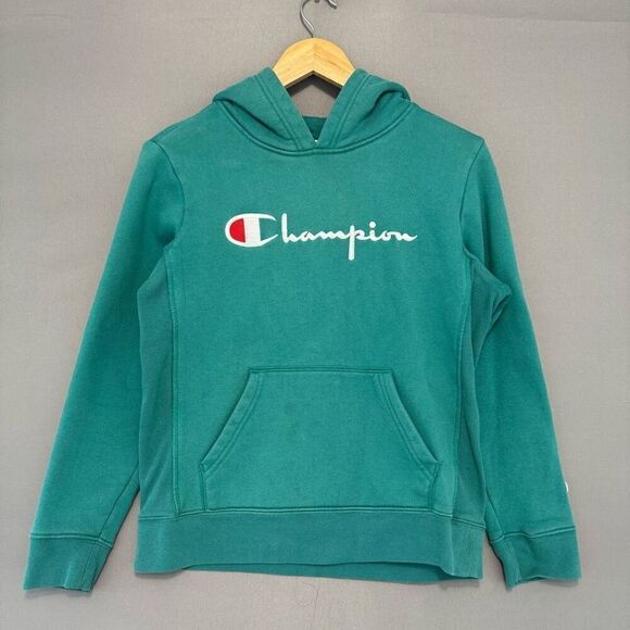 Champion Kids Green Hoodie Size Large Cotton Blend - Picture 1 of 12